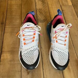 Nike Air Max 270 Shoes Men Size 8 White Multi Black Magma Orange CW6989-100